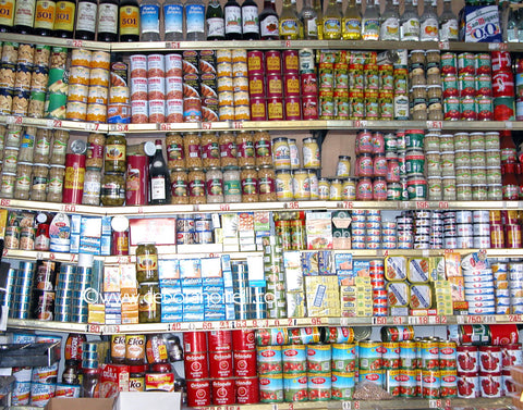 Spain, Cans in Chipiona Market,16x20 print