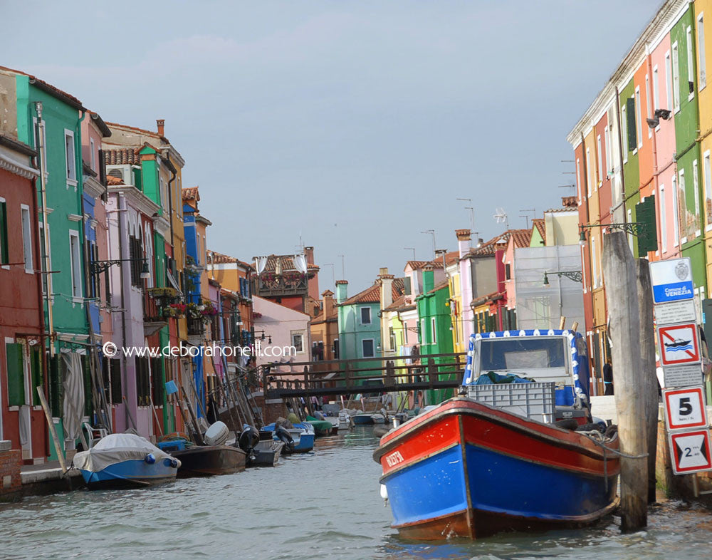 Italy, Colorful Burano Boats, Venice, 16x20 print
