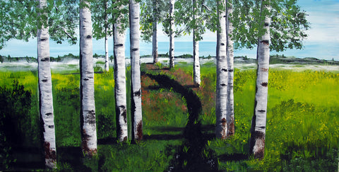 Painting Print, The Birches, On Canvas, 48x36
