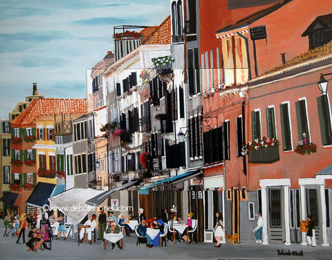Photo Painting Print, Venice Cafés, 16x20 PRINT
