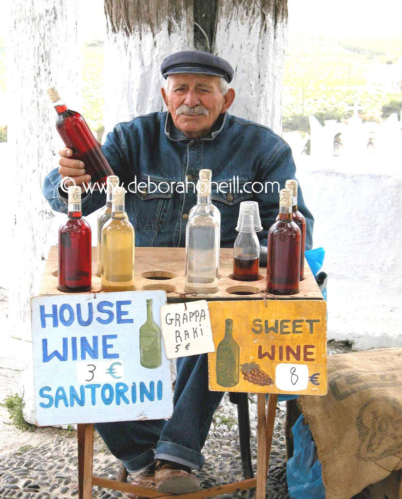 Greece Wine Man of Santorini, 16x20 print